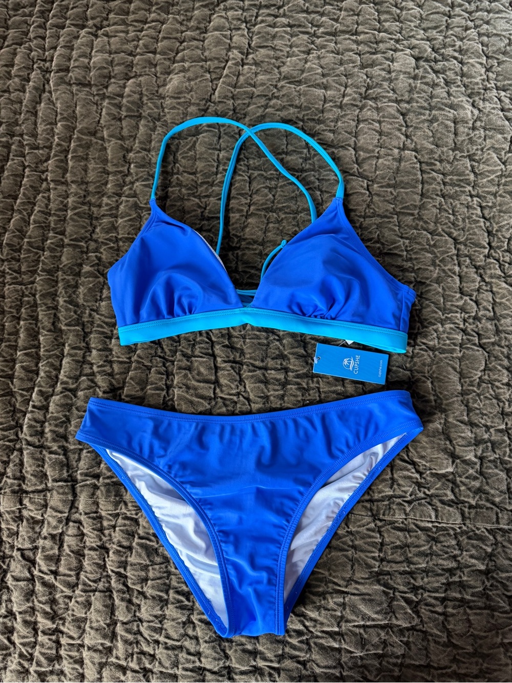Cupshe Blue Women’s Bikini Set with Contrast Band